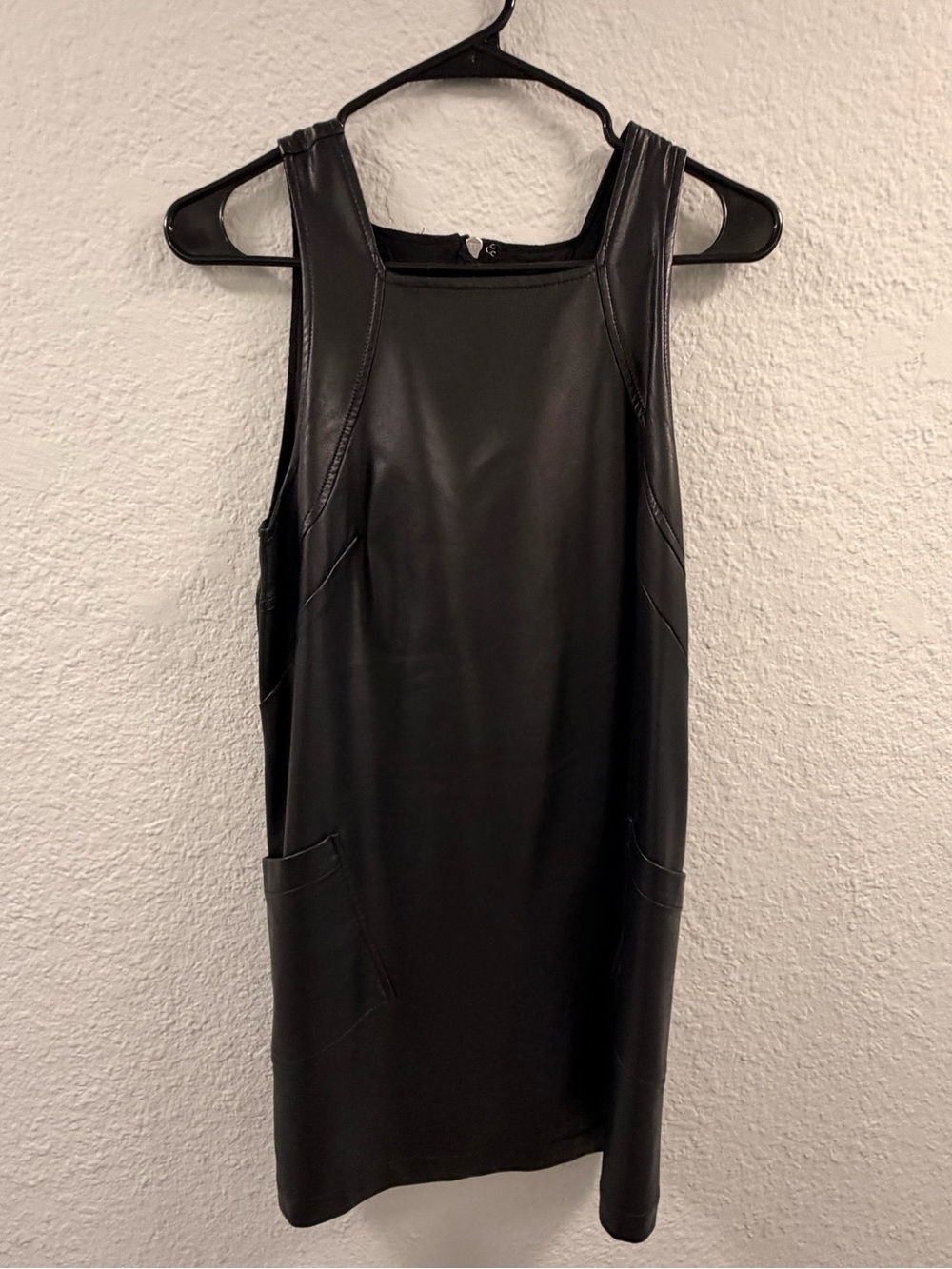 Anthropology Maeve Black Faux Leather Mini Shift Dress
